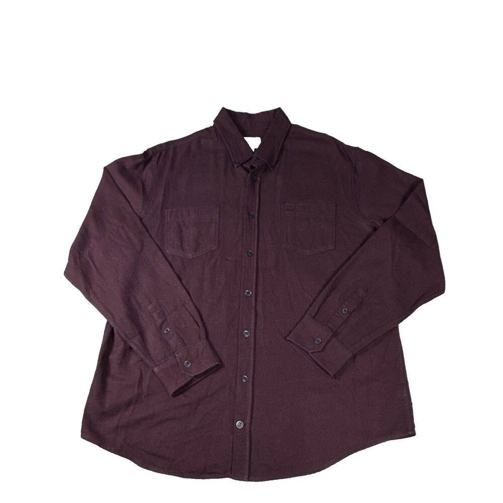 Mossimo Mens XL Flannel Shirt Maroon Burgundy Solid Long Sleeve Button Cotton